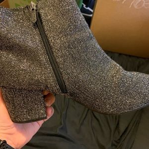 Black and Silver Glitter booties with 2 inch heel